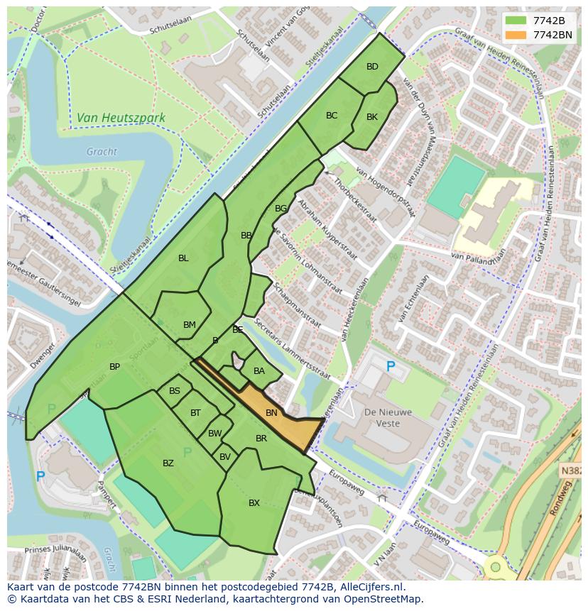 Afbeelding van het postcodegebied 7742 BN op de kaart.