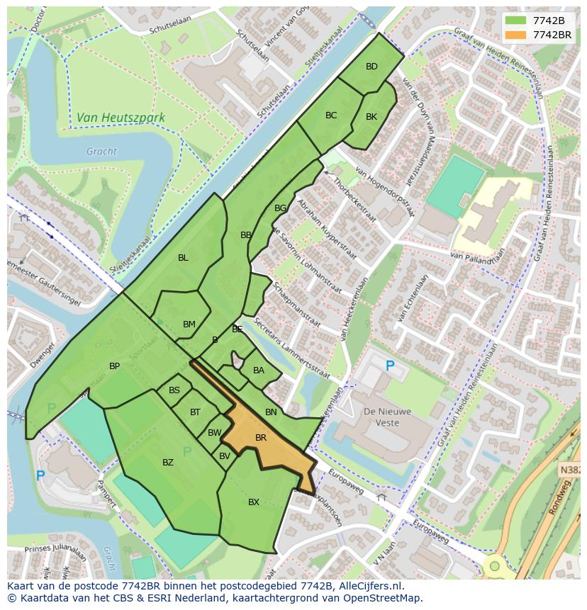 Afbeelding van het postcodegebied 7742 BR op de kaart.