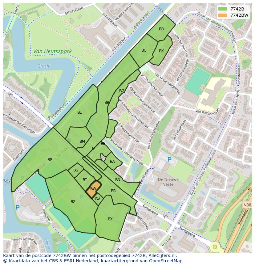 Afbeelding van het postcodegebied 7742 BW op de kaart.