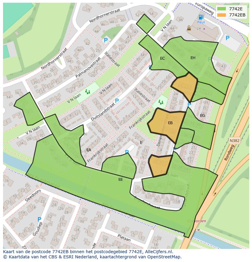 Afbeelding van het postcodegebied 7742 EB op de kaart.