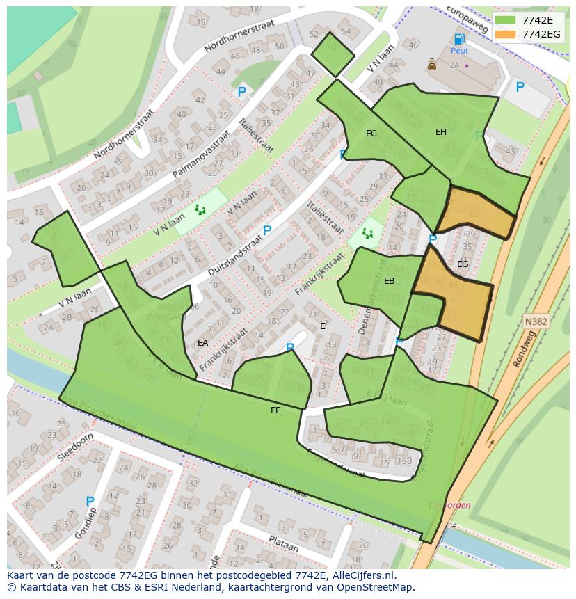 Afbeelding van het postcodegebied 7742 EG op de kaart.