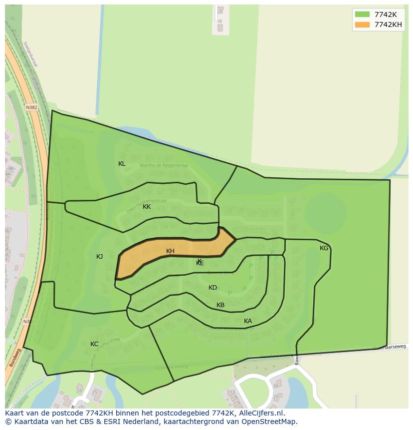 Afbeelding van het postcodegebied 7742 KH op de kaart.