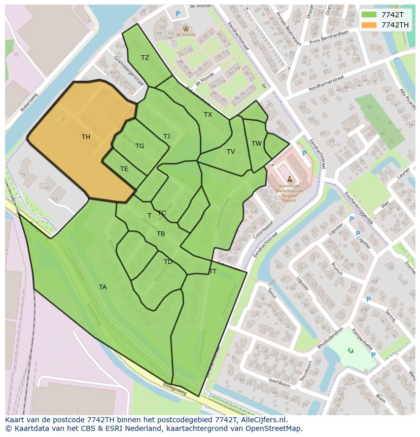 Afbeelding van het postcodegebied 7742 TH op de kaart.