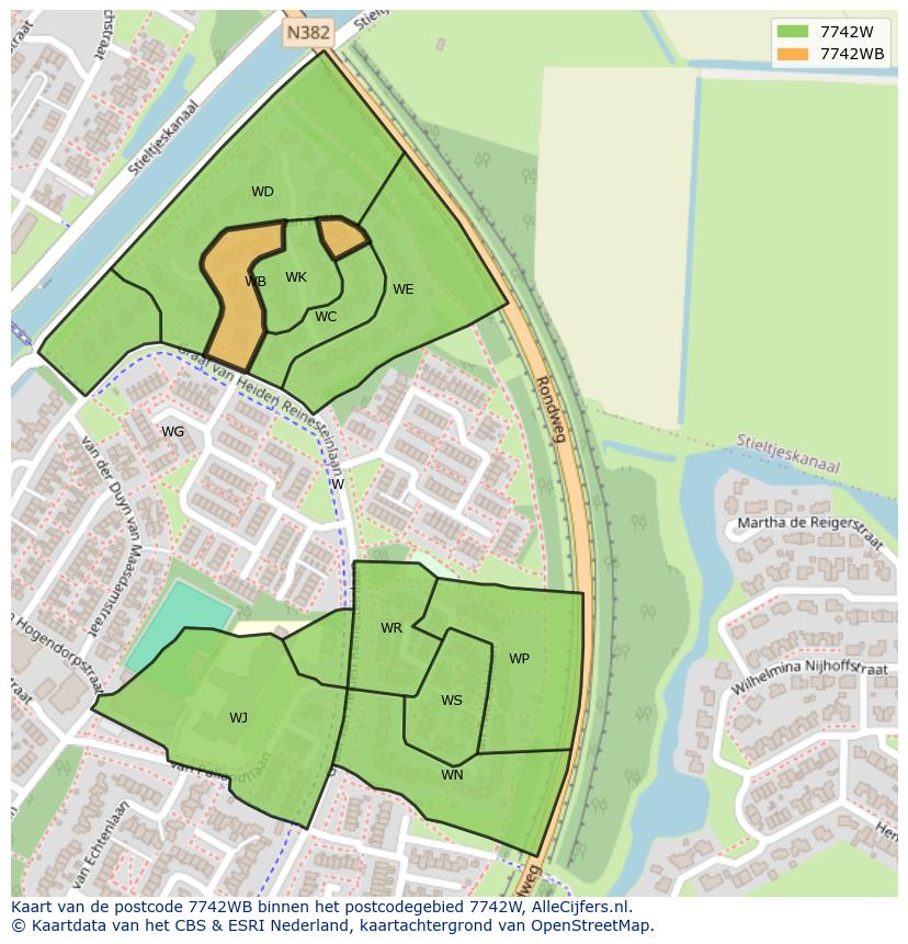 Afbeelding van het postcodegebied 7742 WB op de kaart.