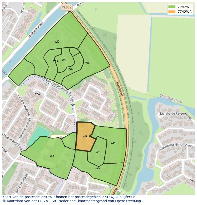 Afbeelding van het postcodegebied 7742 WR op de kaart.