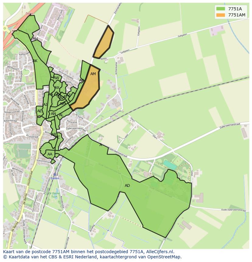 Afbeelding van het postcodegebied 7751 AM op de kaart.