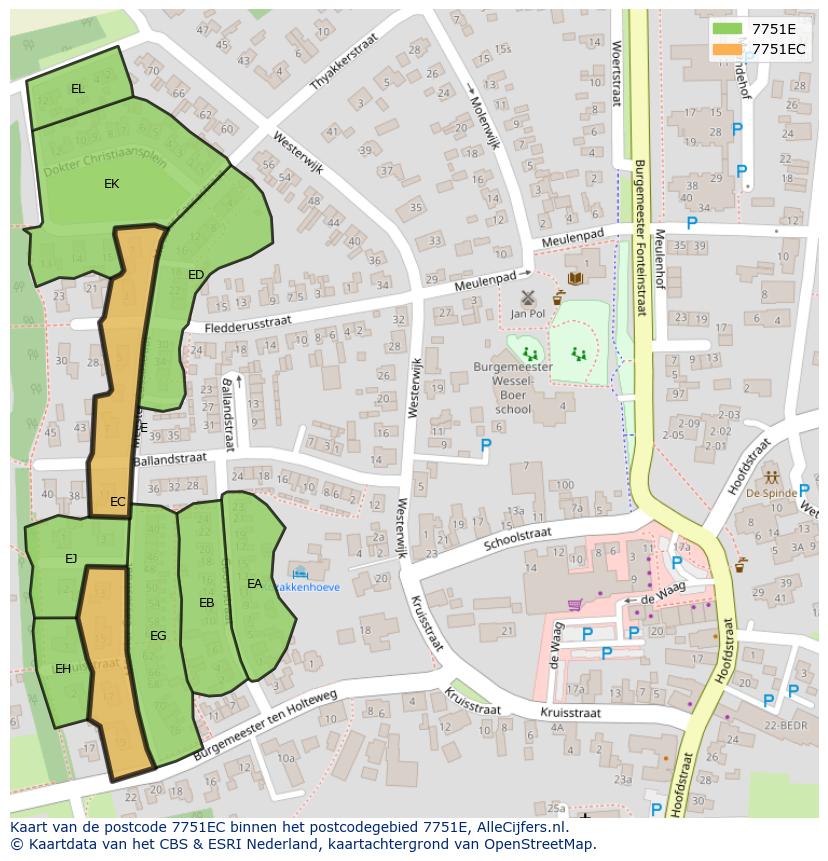 Afbeelding van het postcodegebied 7751 EC op de kaart.