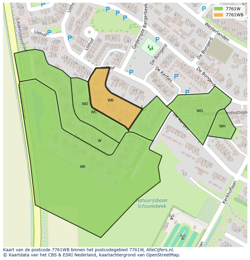 Afbeelding van het postcodegebied 7761 WB op de kaart.
