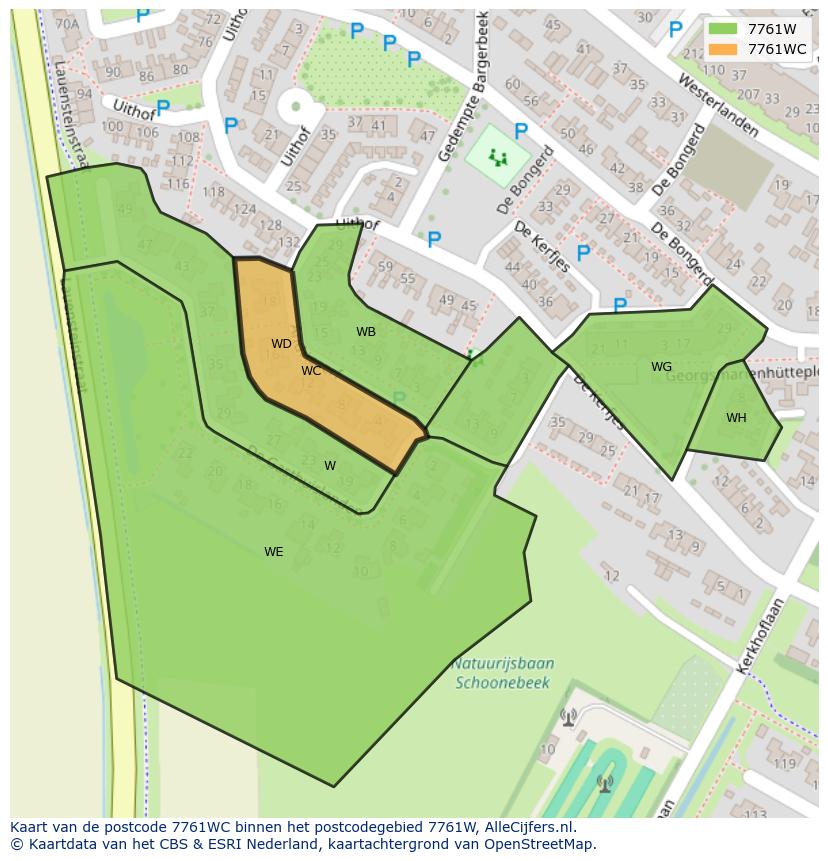 Afbeelding van het postcodegebied 7761 WC op de kaart.