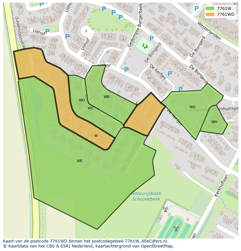 Afbeelding van het postcodegebied 7761 WD op de kaart.