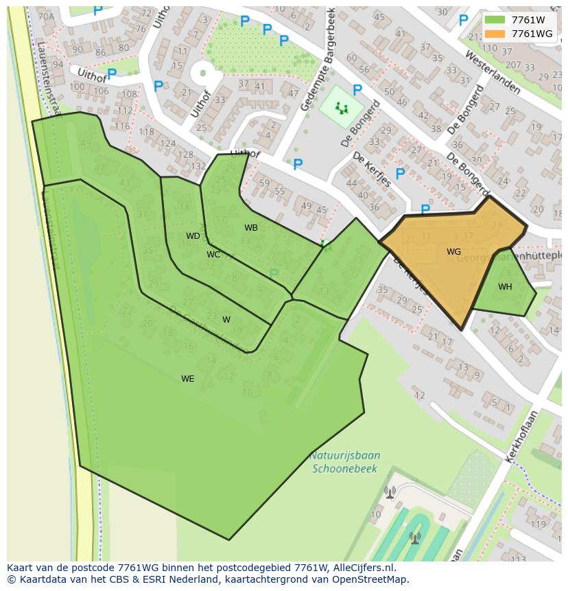 Afbeelding van het postcodegebied 7761 WG op de kaart.