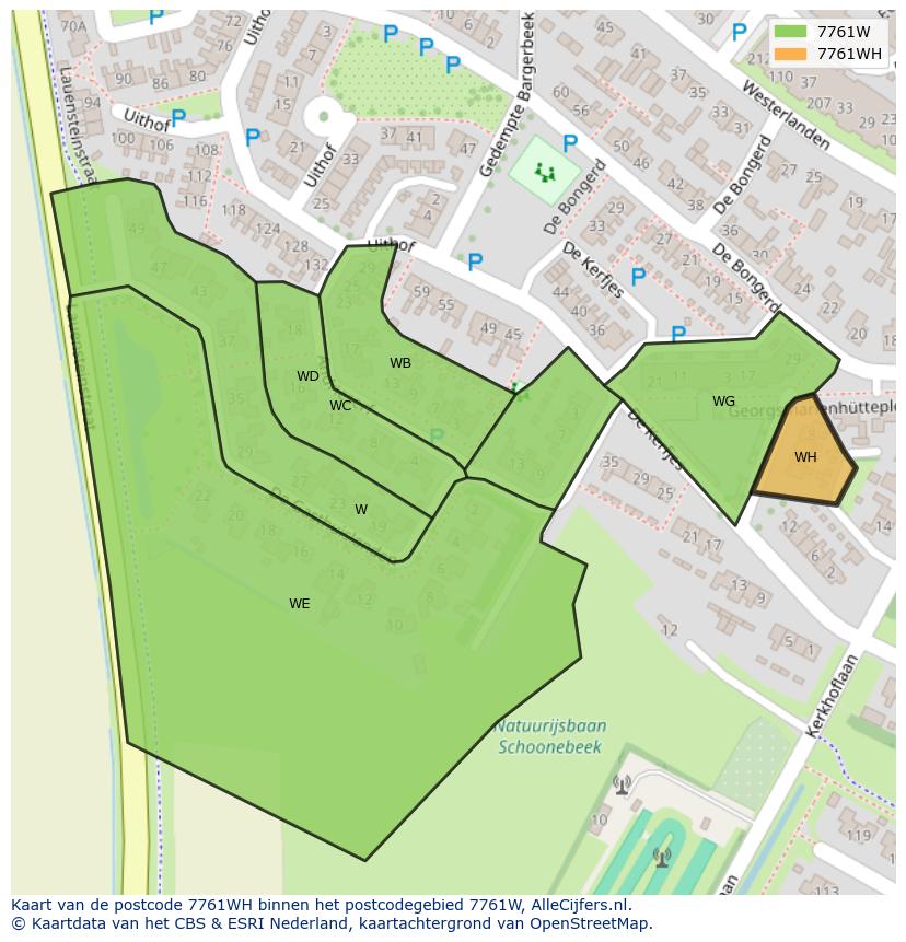 Afbeelding van het postcodegebied 7761 WH op de kaart.