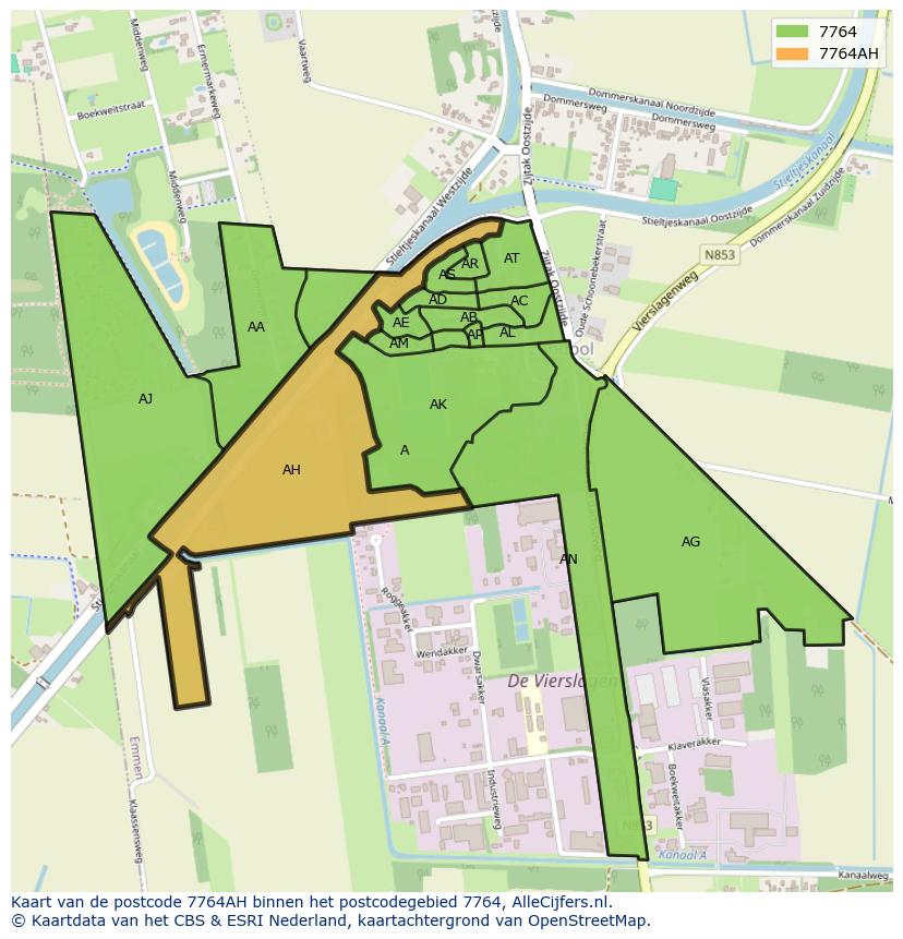 Afbeelding van het postcodegebied 7764 AH op de kaart.