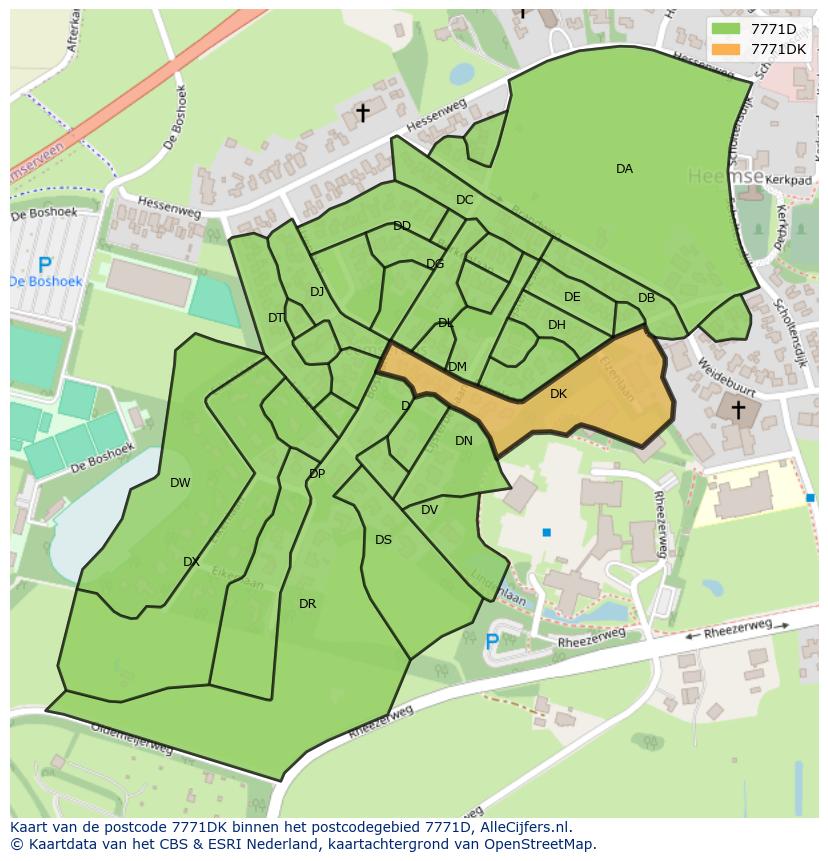 Afbeelding van het postcodegebied 7771 DK op de kaart.