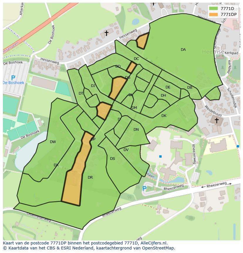 Afbeelding van het postcodegebied 7771 DP op de kaart.