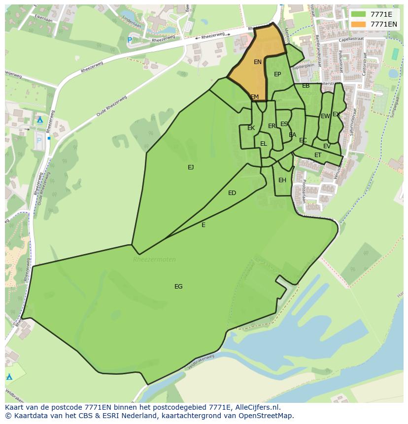 Afbeelding van het postcodegebied 7771 EN op de kaart.