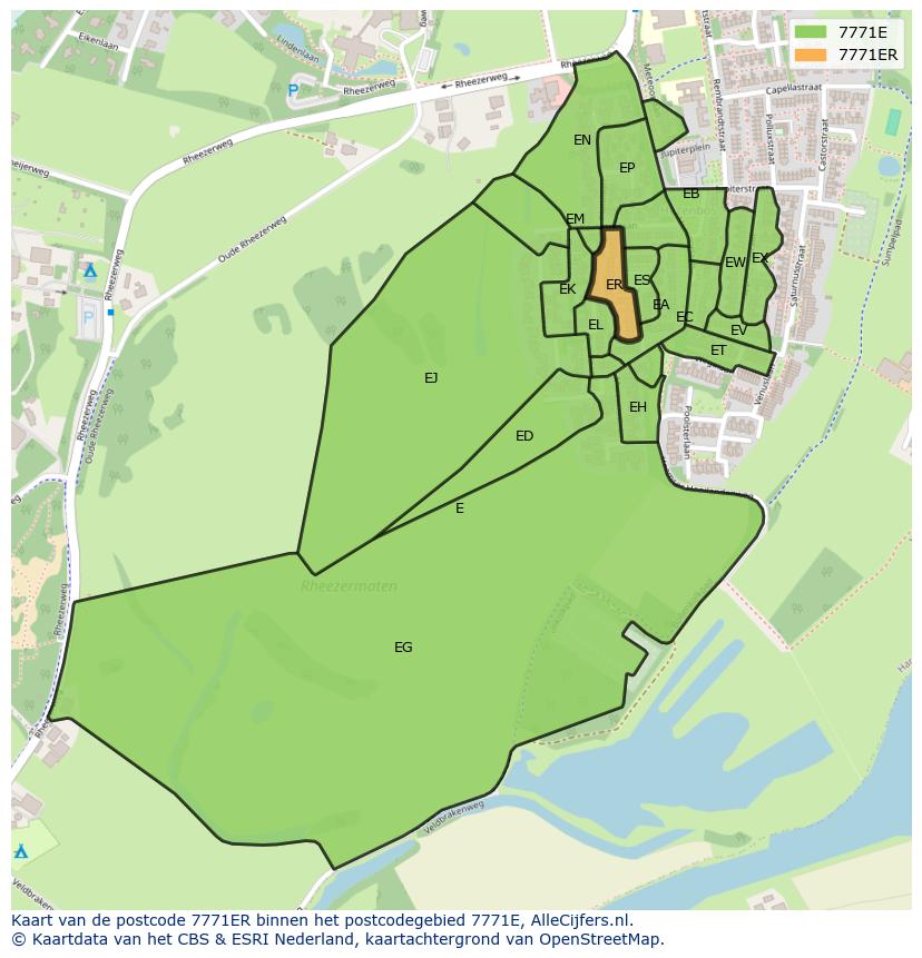 Afbeelding van het postcodegebied 7771 ER op de kaart.