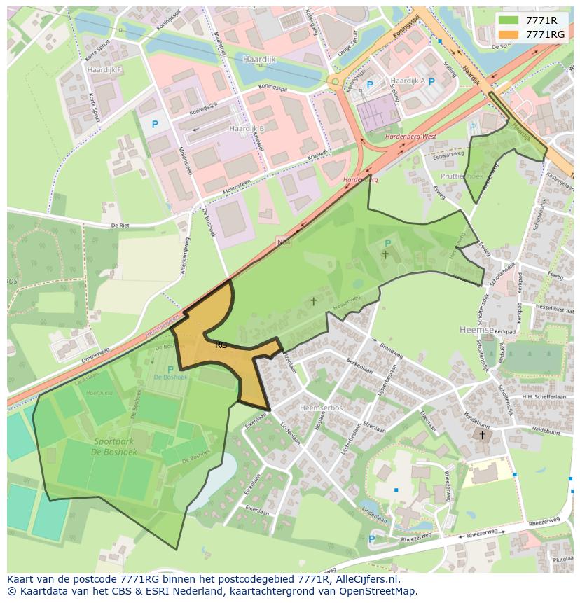 Afbeelding van het postcodegebied 7771 RG op de kaart.
