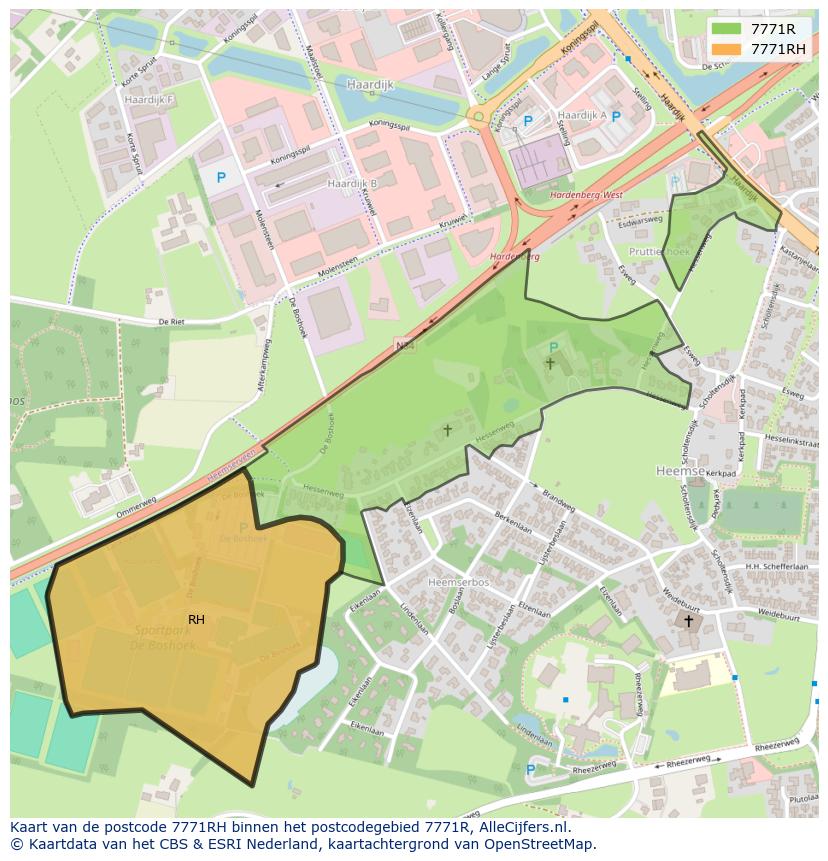 Afbeelding van het postcodegebied 7771 RH op de kaart.