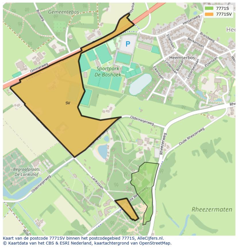 Afbeelding van het postcodegebied 7771 SV op de kaart.