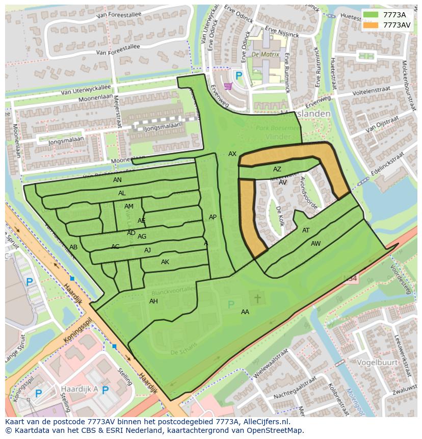 Afbeelding van het postcodegebied 7773 AV op de kaart.