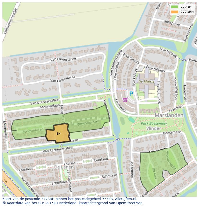 Afbeelding van het postcodegebied 7773 BH op de kaart.