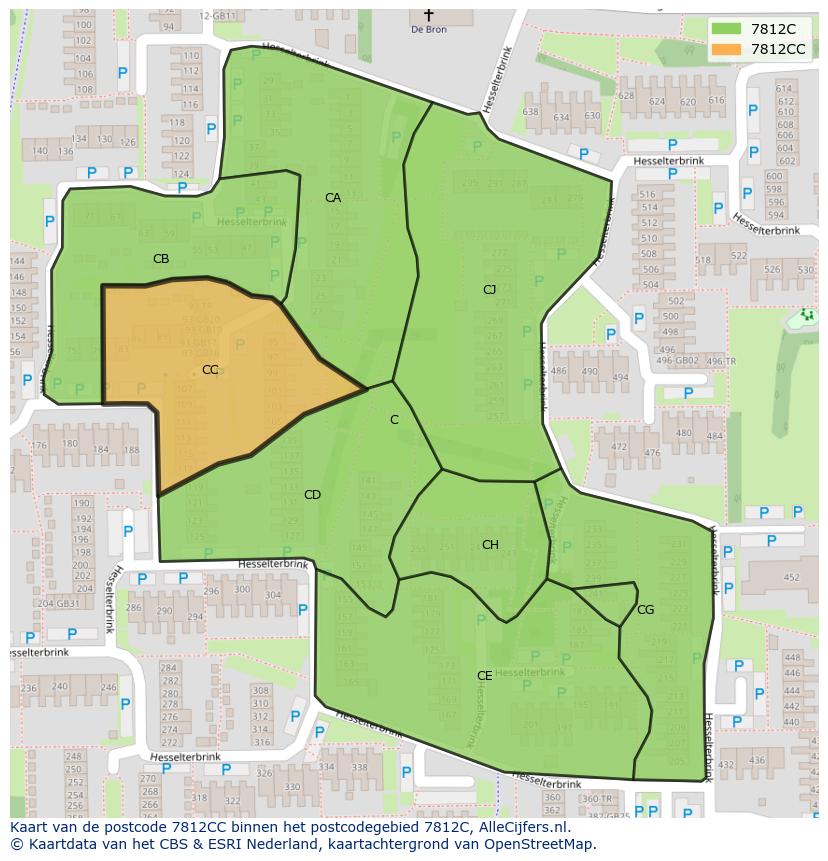 Afbeelding van het postcodegebied 7812 CC op de kaart.