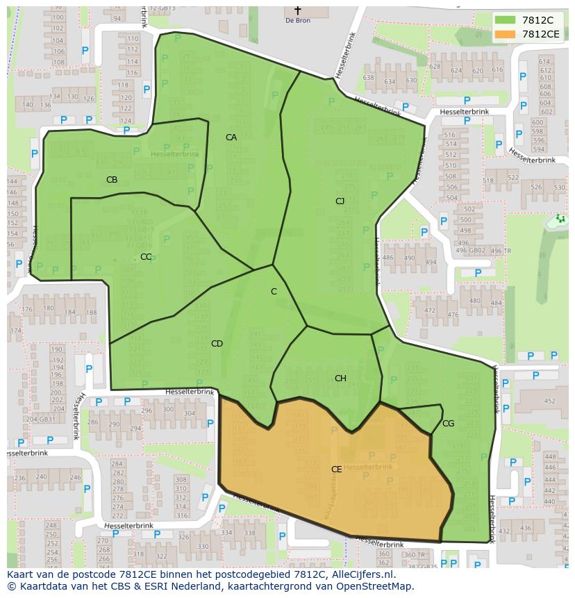 Afbeelding van het postcodegebied 7812 CE op de kaart.