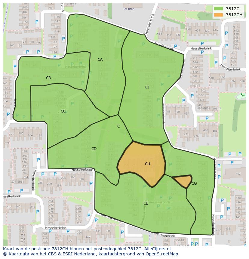 Afbeelding van het postcodegebied 7812 CH op de kaart.
