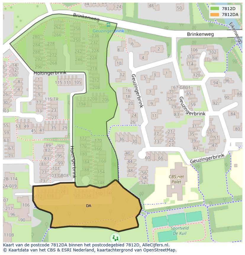 Afbeelding van het postcodegebied 7812 DA op de kaart.