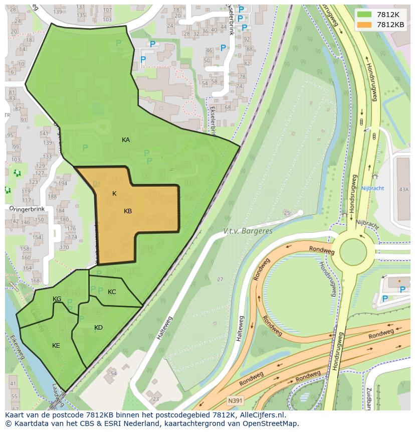 Afbeelding van het postcodegebied 7812 KB op de kaart.