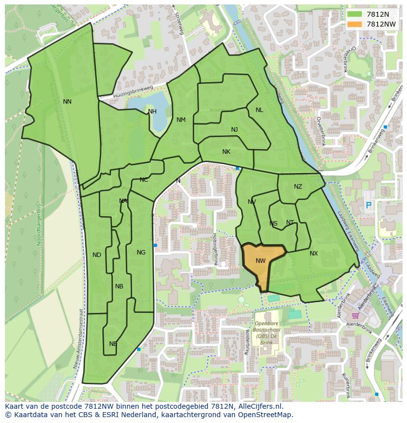 Afbeelding van het postcodegebied 7812 NW op de kaart.