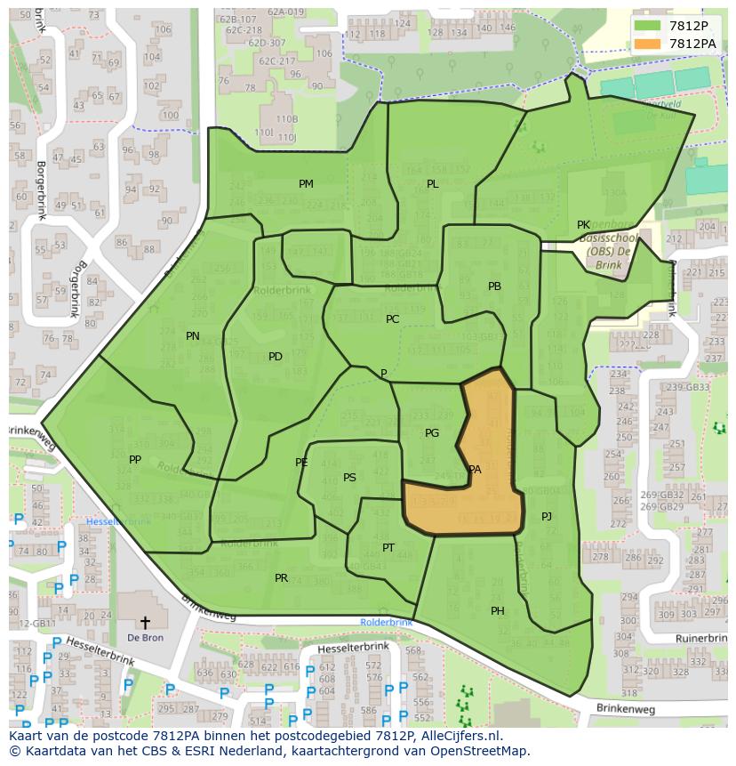 Afbeelding van het postcodegebied 7812 PA op de kaart.