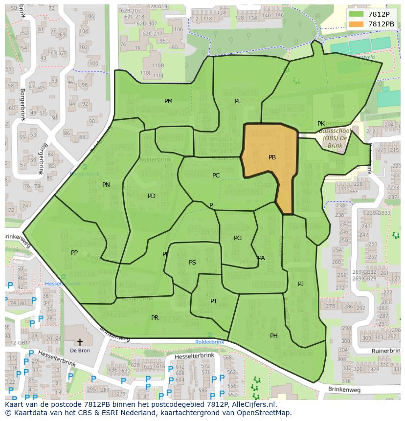 Afbeelding van het postcodegebied 7812 PB op de kaart.
