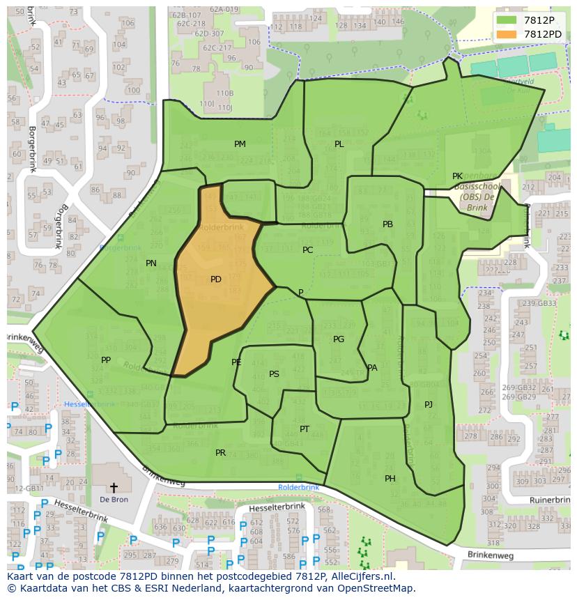 Afbeelding van het postcodegebied 7812 PD op de kaart.