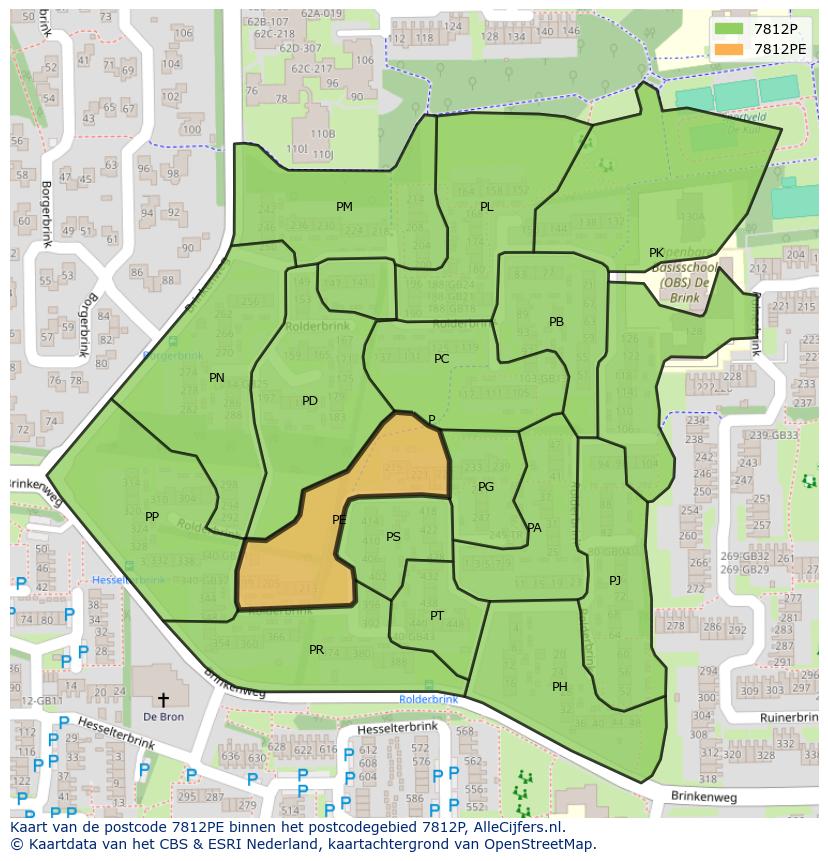 Afbeelding van het postcodegebied 7812 PE op de kaart.