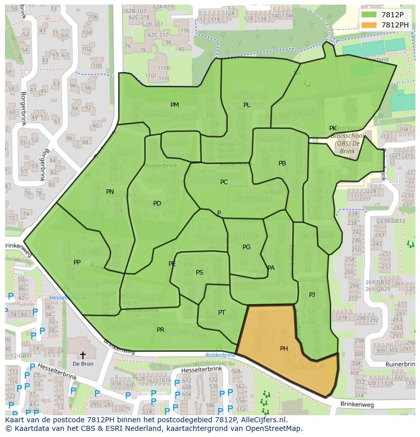 Afbeelding van het postcodegebied 7812 PH op de kaart.