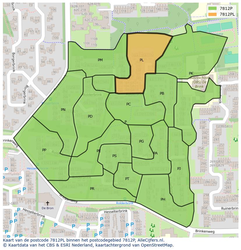 Afbeelding van het postcodegebied 7812 PL op de kaart.