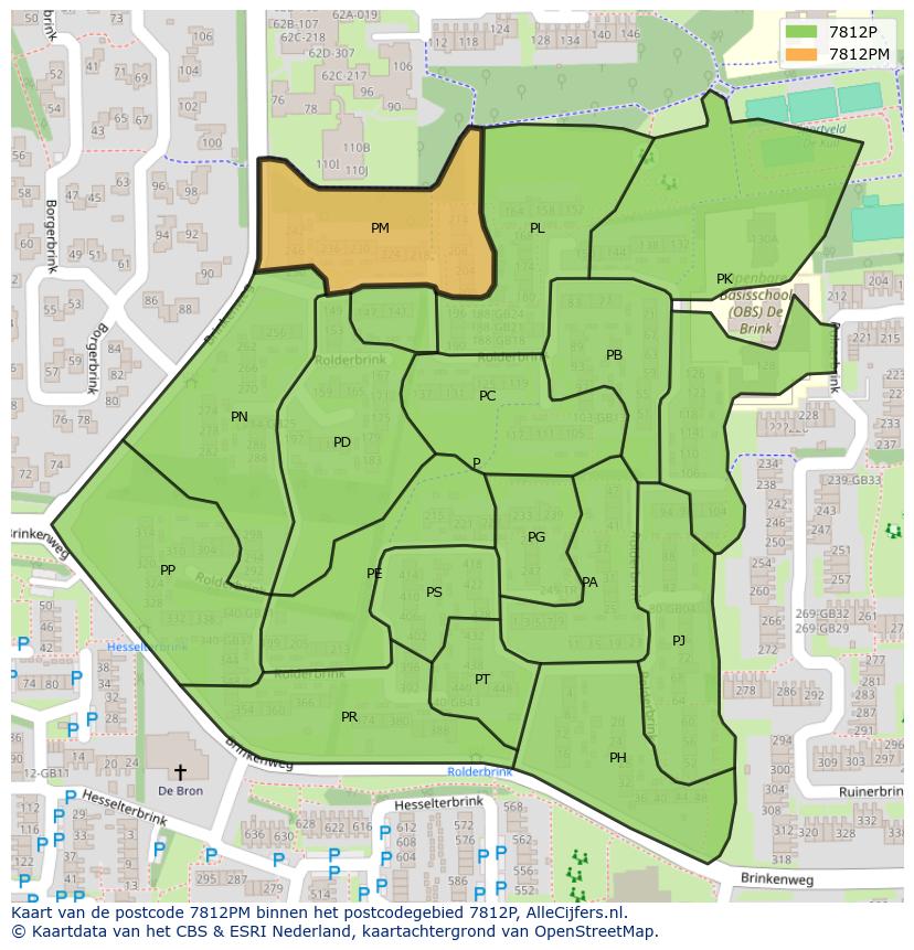 Afbeelding van het postcodegebied 7812 PM op de kaart.