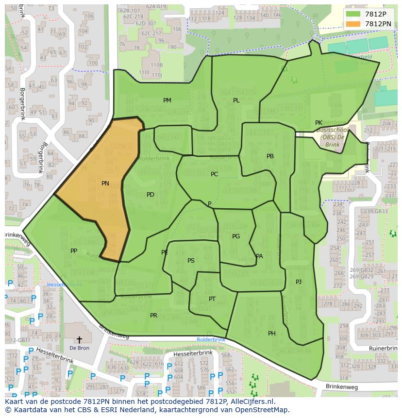 Afbeelding van het postcodegebied 7812 PN op de kaart.