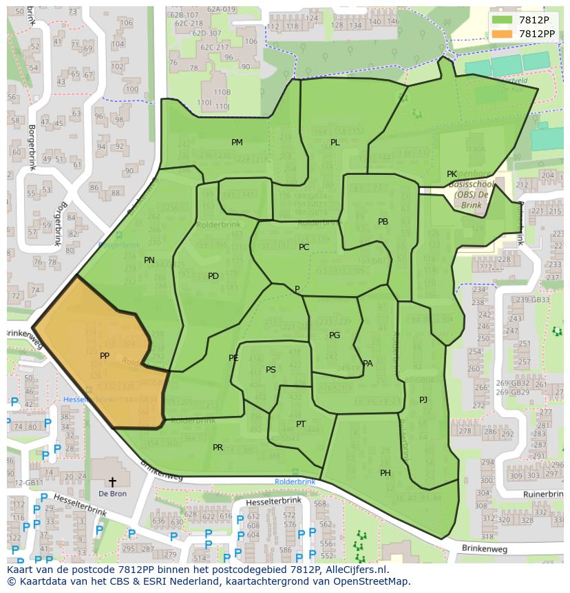 Afbeelding van het postcodegebied 7812 PP op de kaart.
