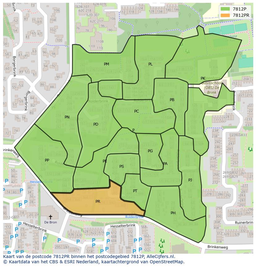Afbeelding van het postcodegebied 7812 PR op de kaart.