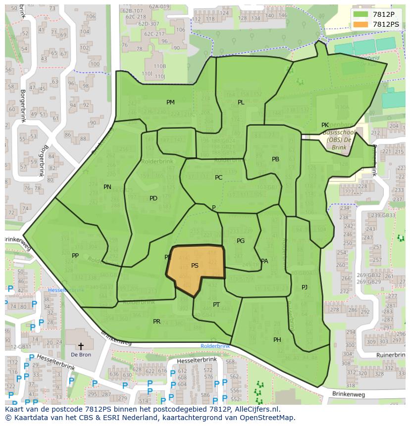 Afbeelding van het postcodegebied 7812 PS op de kaart.