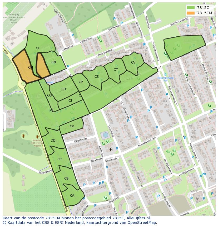 Afbeelding van het postcodegebied 7815 CM op de kaart.