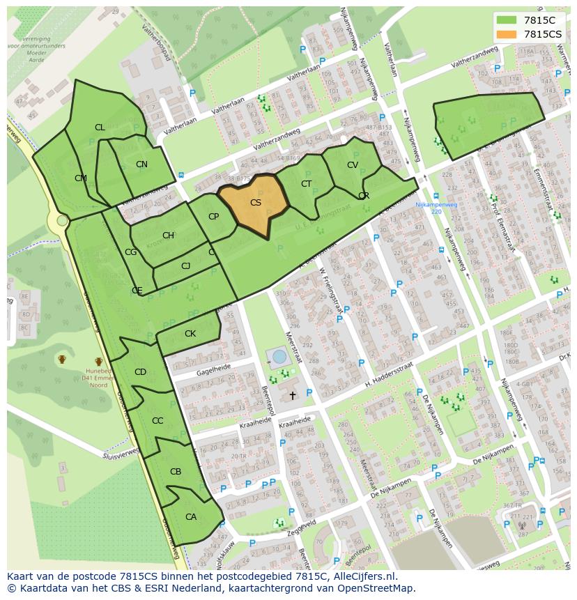 Afbeelding van het postcodegebied 7815 CS op de kaart.