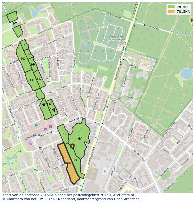 Afbeelding van het postcodegebied 7815 HA op de kaart.