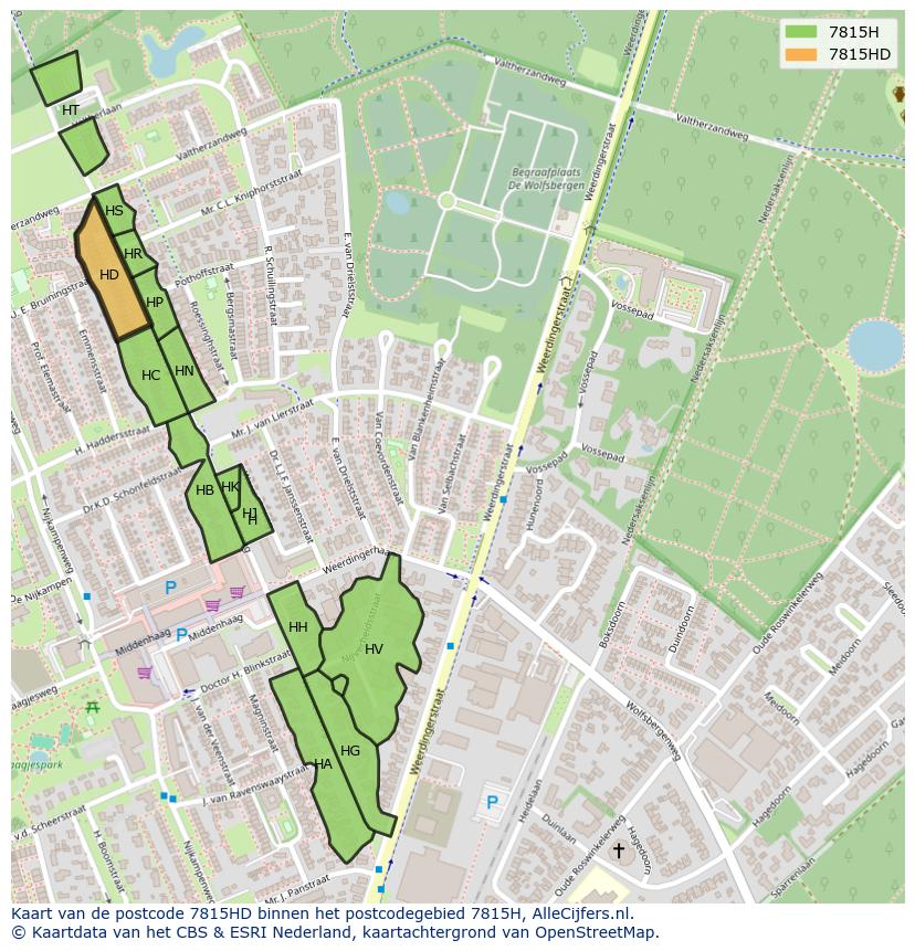 Afbeelding van het postcodegebied 7815 HD op de kaart.