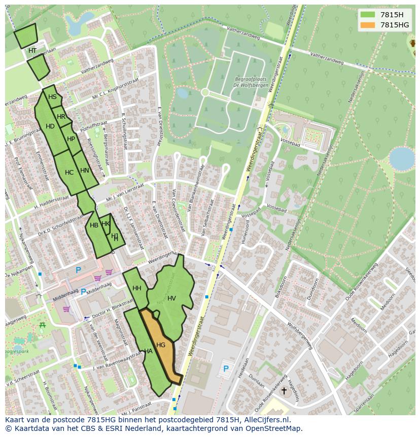 Afbeelding van het postcodegebied 7815 HG op de kaart.