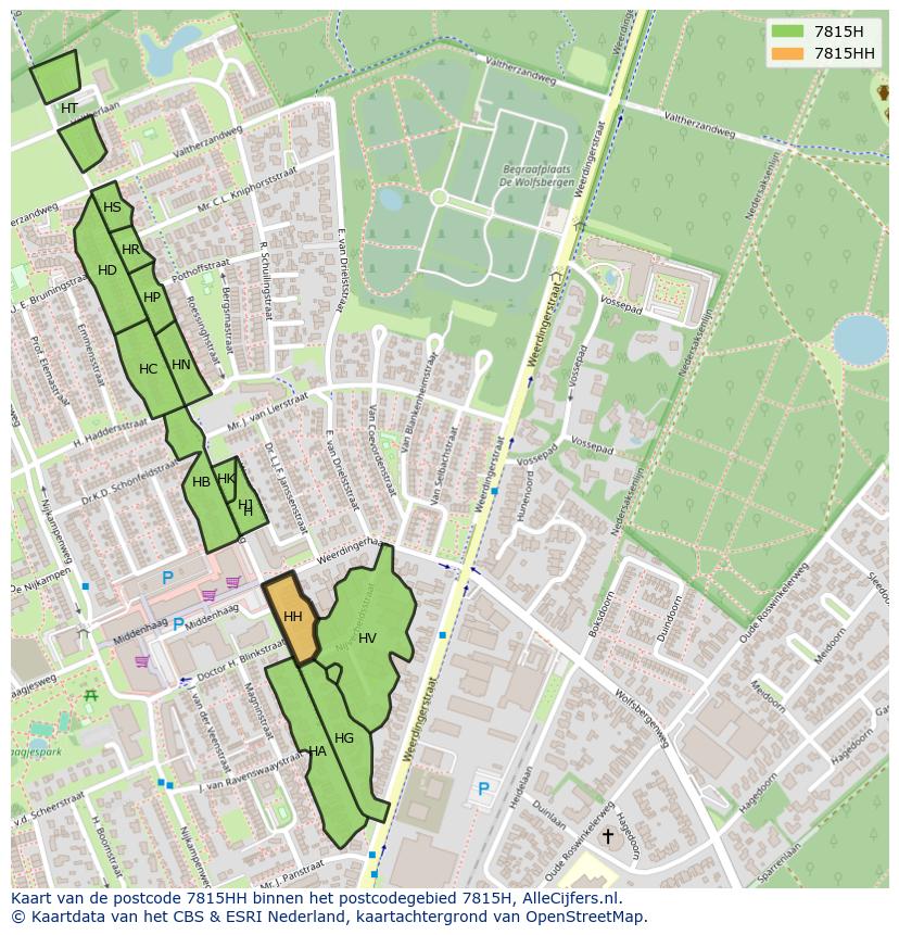 Afbeelding van het postcodegebied 7815 HH op de kaart.