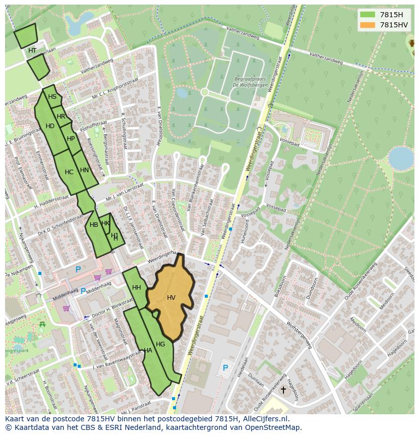 Afbeelding van het postcodegebied 7815 HV op de kaart.